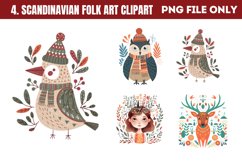 Scandinavian Folk Art Christmas Clipart PNG Product Image 1