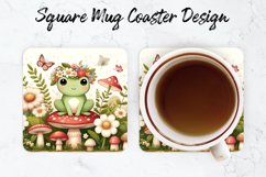 Frog &amp; Flowers Mug coaster | Coaster | Sublimation Design Product Image 1