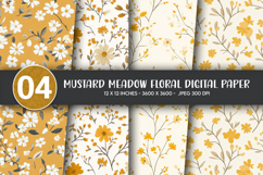 Mustard Meadow Floral Digital Paper Product Image 1