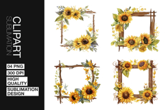 Sunflower Frame Art Clipart PNG Product Image 1