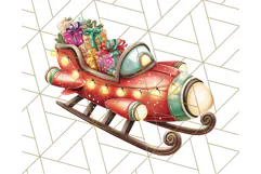 Santa Sleigh Ride Clipart PNG, Flying Reindeer Christmas Art Product Image 2