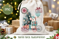 Watercolor Christmas Mouse Santa Sack, Mouse Sublimation Product Image 1