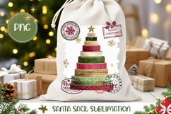 Cartoon Christmas Tree Santa Sack, Abstract Christmas Print Product Image 1