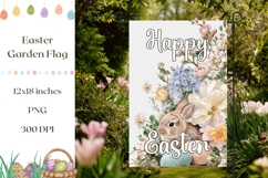 Easter Garden Flag, Floral Easter Eggs PNG, Easter Bunny PNG Product Image 1