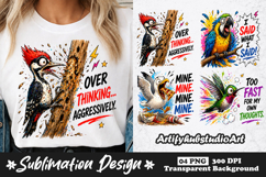 Funny Overthinking Bird Sublimation Sarcastic Animal Quote Product Image 1