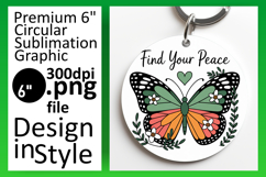 Cute Round Design for Keychains , Butterfly Product Image 1