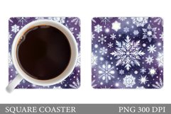 Snowflakes Coaster Design. Watercolor Snowflakes Coaster Product Image 1