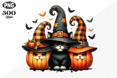 Halloween Cat And Pumpkin Sublimation - Clipart PNG Design Product Image 1