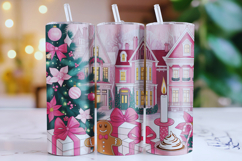 Merry Christmas Santa House Tumbler Wrap | Christmas Wrap Product Image 1