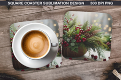 Christmas Coaster Sublimation, Christmas Coaster PNG Design Product Image 1