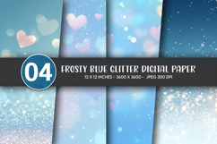 Frosty Blue Glitter Digital Paper Product Image 1