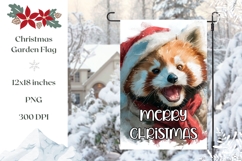 Merry Christmas Garden Flag, Christmas Red Panda Sublimation Product Image 1