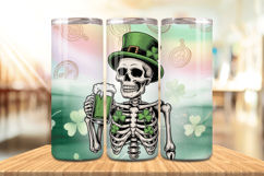 Funny Skeleton with Beer Tumbler Wrap PNG Sublimation Design Product Image 1