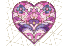 Stained Glass Heart PNG Clipart in Pastel and Bright Colors Product Image 2