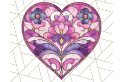 Stained Glass Heart PNG Clipart in Pastel and Bright Colors Product Image 2
