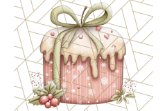 Christmas Cake Clipart PNG, Cottagecore Holiday Desserts Product Image 2