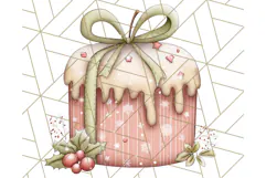 Christmas Cake Clipart PNG, Cottagecore Holiday Desserts Product Image 2