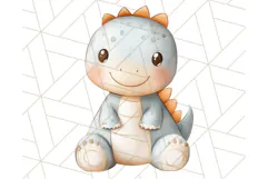 Cute Pastel Dinosaur Clipart PNG for Nursery Art, Baby Decor Product Image 5