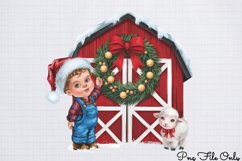 Cute Watercolor Christmas Farm Clipart PNG Product Image 1