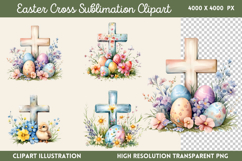 Easter Cross Sublimation Clipart PNG Product Image 1