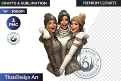 Alpine Winter Sports Fashion and Cabin Clipart PNG Product Image 1