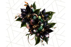 Gothic Floral PNG, Dark Aesthetic Flowers Clipart Print Product Image 3