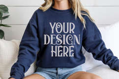 Navy Gildan 18000 Mockup, Sweatshirt Crewneck Mockups Product Image 1