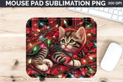 Watercolor Cat Mouse Pad Sublimation - Christmas PNG Design Product Image 1