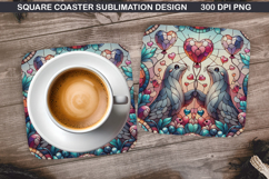 Bear Coaster Sublimation, Valentine Coaster PNG Design Product Image 1