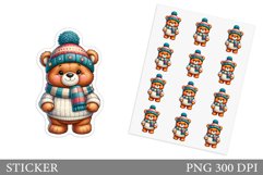 Cute Bear Sticker Design. Winter Bear Sticker Printable Product Image 1