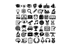 50 Black and White Education Icons Collection Design Product Image 1