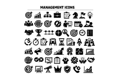 50 Black and White Management Icons Collection Design Product Image 1