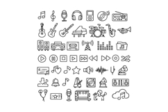 50 Black and White Music Outline Icon Collection Design Product Image 1