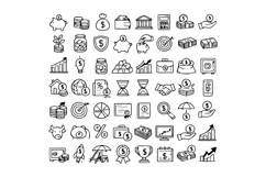 50 Black and White Outline Icons Savings and Investment Coll Product Image 1
