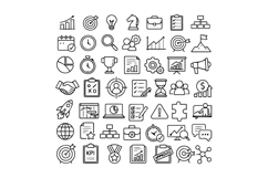 50 Black and White Outline Management Icons Collection Desig Product Image 1