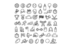 50 Black and White Sports Outline Icon Collection Design Product Image 1