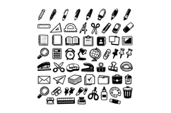 50 Black and White Stationery Icons Collection Design Product Image 1