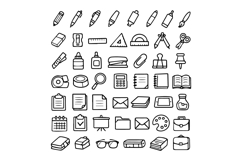 50 Black and White Stationery Outline Icons Collection Design Product Image 1