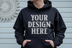 Black Gildan 18500 Hoodie Mockup, G18000 Hoodie Model mockup Product Image 1