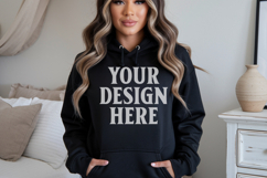 Black Gildan 18500 Hoodie Sweatshirt Mockup, 185 mock up Product Image 1