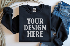 Black Gildan 18000 Folded Flat Lay Mockups Product Image 1