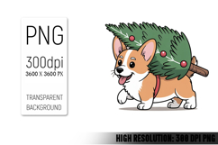 Cute Christmas Dog, Animal Sublimation Clipart PNG Product Image 1