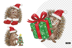 Christmas Hedgehog Clipart Product Image 1