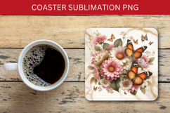 square coaster - flower butterfly Product Image 1