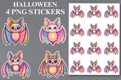 4 Halloween Bats Stickers Png | Printable Product Image 1