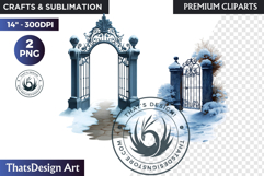 Watercolor Winter Landscape Snowy Cabin Illustration png Product Image 1