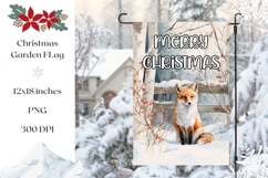 Watercolor Christmas Fox Garden Flag Design Product Image 1
