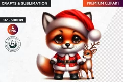 Christmas fox clipart, winter clipart, christmas cute animal Product Image 1