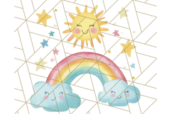 Watercolor Dinosaur and Rainbow PNG Clipart, Baby Nursery Product Image 2