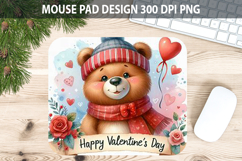 Watercolor Bear Mouse Pad Sublimation - Valentines PNG Product Image 1